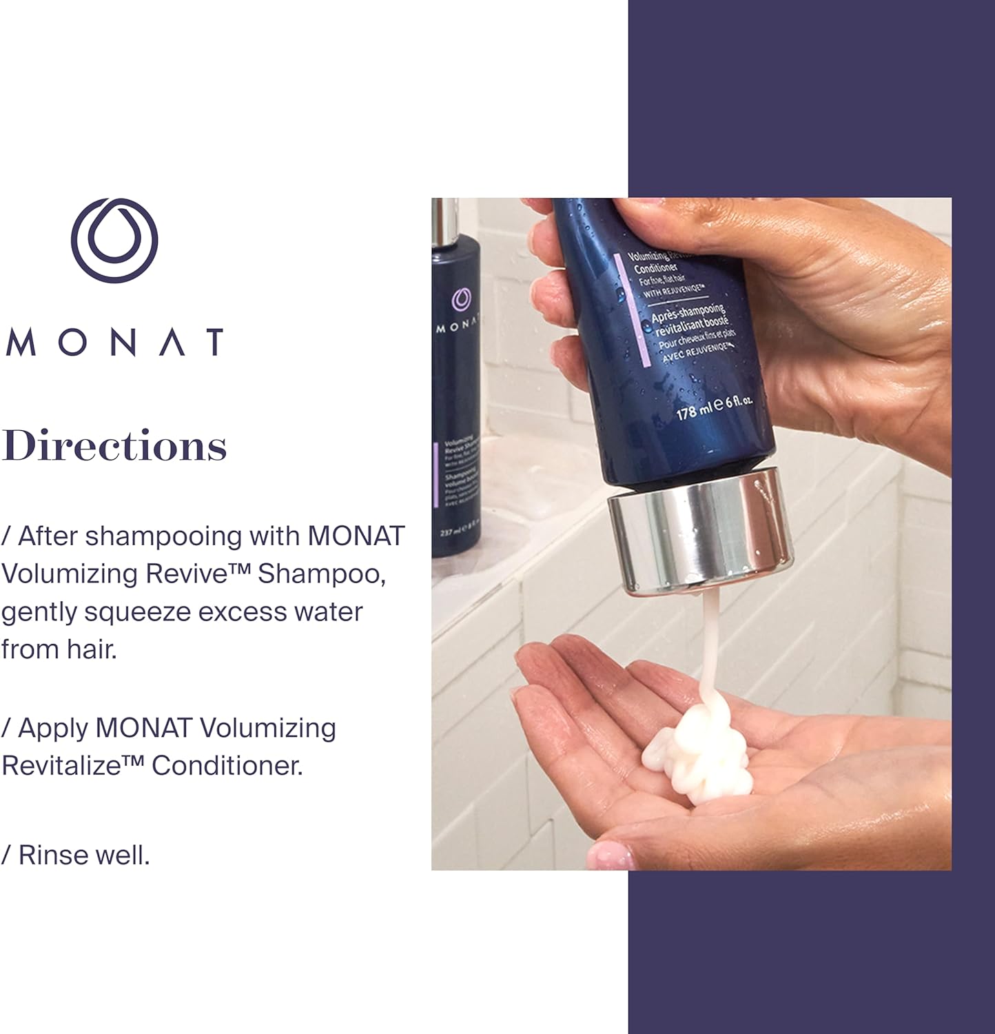 MONAT Volumizing Revitalize™ Conditioner Infused with Rejuveniqe® - Lightweight Hair Volumizing Conditioner for Fine, Flat Hair, for Softness and Shine - Net Wt. 178 ml ℮ 6 fl. oz.