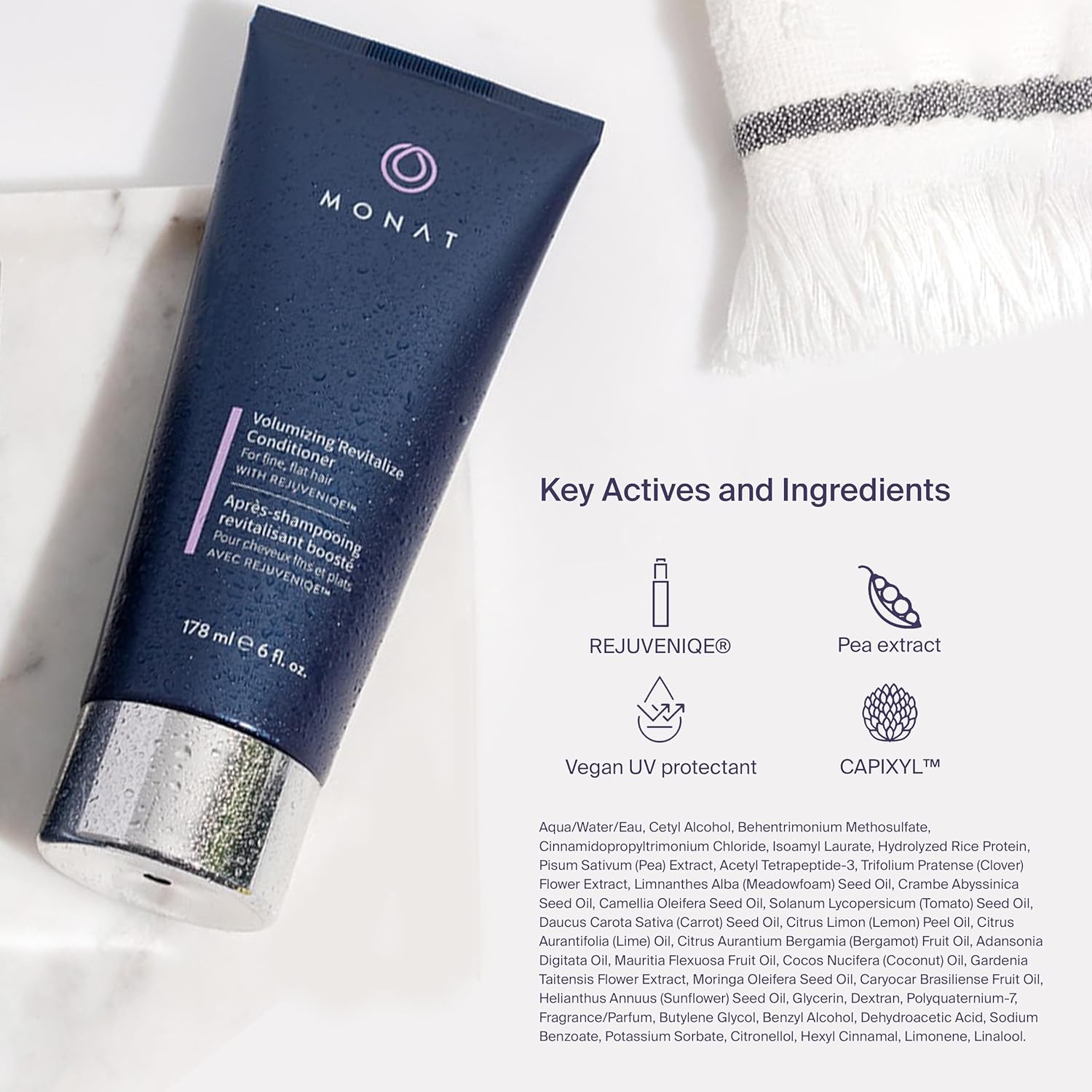 MONAT Volumizing Revitalize™ Conditioner Infused with Rejuveniqe® - Lightweight Hair Volumizing Conditioner for Fine, Flat Hair, for Softness and Shine - Net Wt. 178 ml ℮ 6 fl. oz.