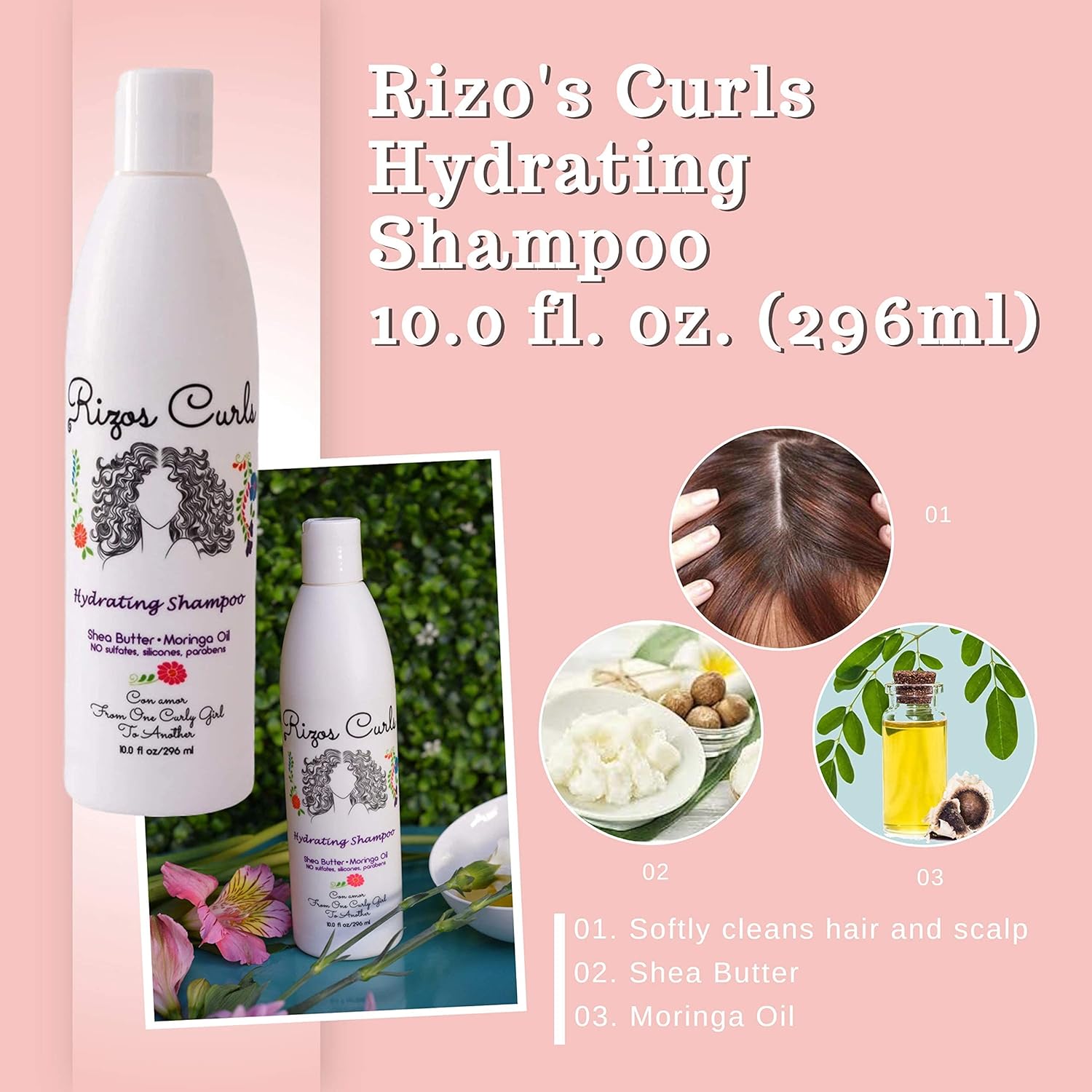 Rizos Curls Hydrating Shampoo, Deep Conditioner  Curl Defining Cream for Hair Products - Intense Treatment  Nourishment for Wavy and Curly Hair (Hair Care Set)