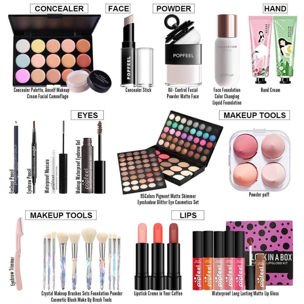 Joyeee All-in-One Makeup Gift Set Carry All Makeup Kit Women Full Kit With Makeup Bag Lipgloss Lipstick Concealer Blush Foundation Face Powder Eyeshadow Palette Cosmetic Palette #10