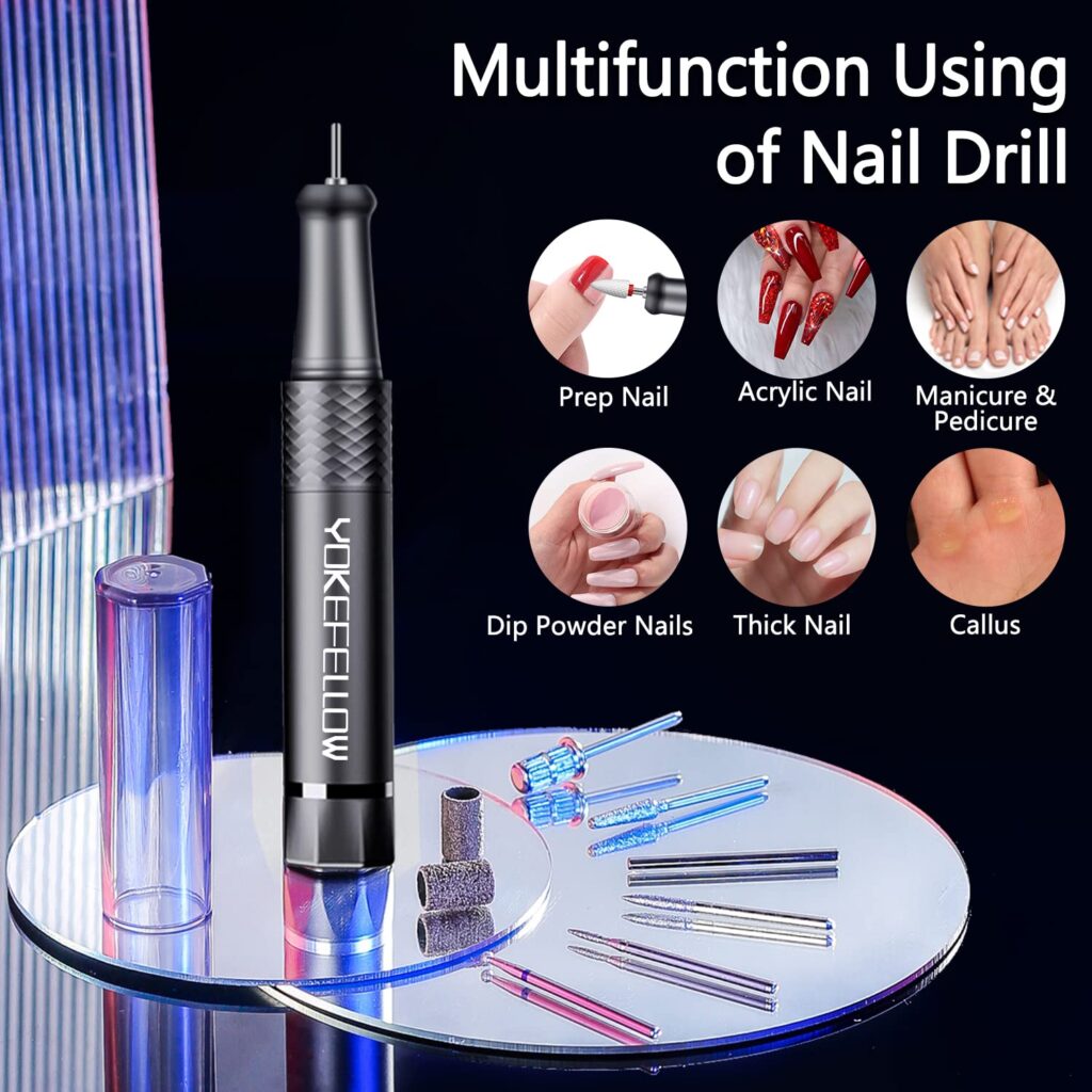 Nail Drill Machine, 40000 RPM Rechargeable  Desktop Portable Electric Efile Drill Machine for Nail Art Manicure/Pedicure Grey
